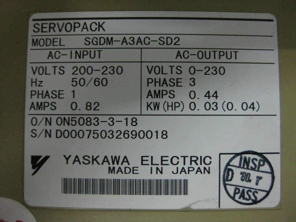 Image #3 of Repair YASKAWA SGDM-A3AC-SD2 SERVOPACK in Malaysia, Singapore, Thailand, Indonesia