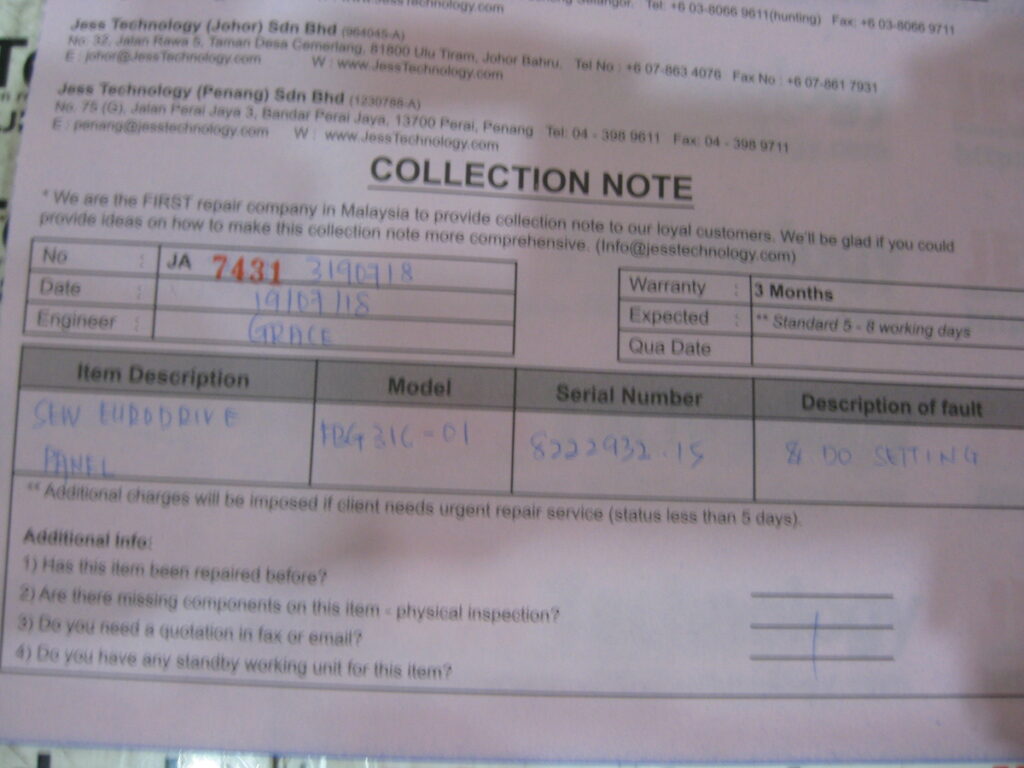 Image #1 of Repair SEW EURODRIVE FBG31C-01 PANEL in Malaysia, Singapore, Thailand, Indonesia