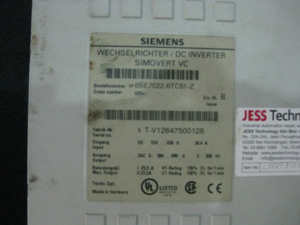 Image #2 of Repair SIEMENS 6SE7022-6TC61-Z DC INVERTER 30.4A in Malaysia, Singapore, Thailand, Indonesia