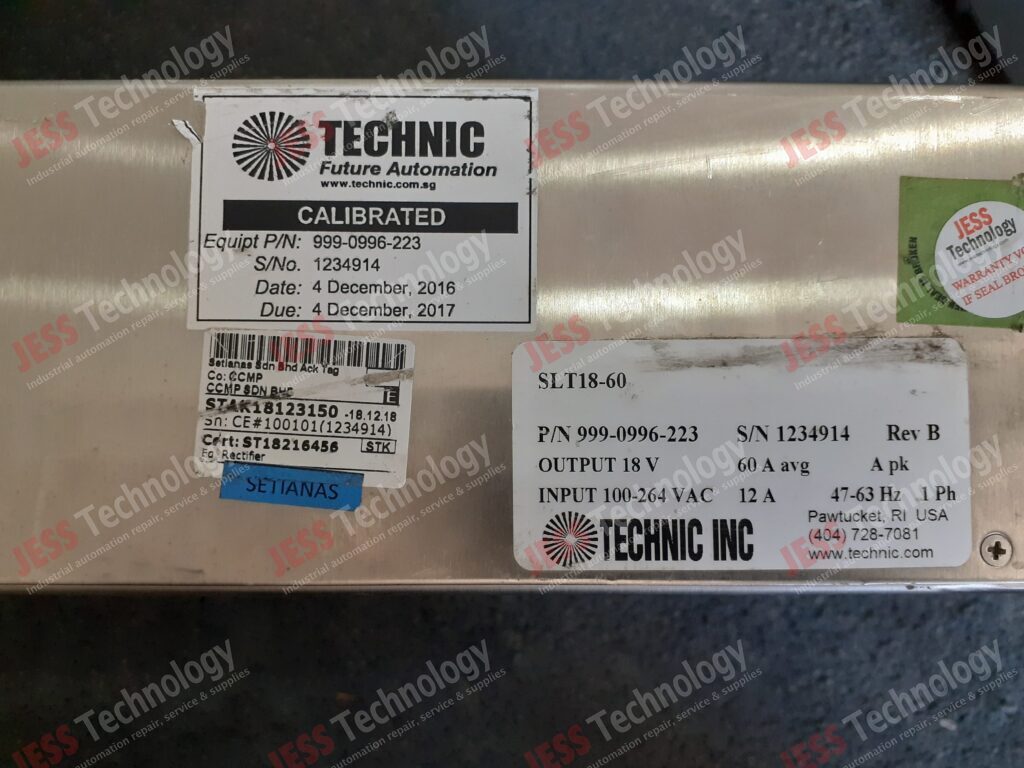 Image #3 of Repair TECHNIC WC SLT18-60 Technic WC DC Rectifier (TJE7534) Model: SLT18-60 Serial No: 1234914 1234914 in Malaysia, Singapore, Thailand, Indonesia