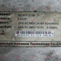 Repair INOVANCE INVERTER MD300T5.5B BRAND: INOVANCE INVERTER, MODEL: MD300T5.5B, S/N: MD300T5. 537018 MD300T5. 537018 in Malaysia, Singapore, Thailand, Indonesia