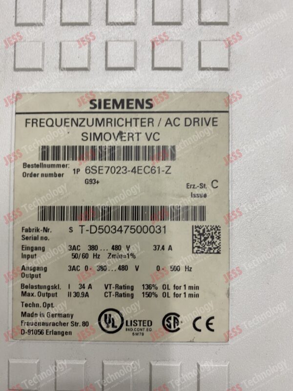 Image #4 of Repair SIEMENS 6SE7023-4EC61-Z SIEMENS SIMOVERT AC DRIVE T-D50347500031 in Malaysia, Singapore, Thailand, Indonesia