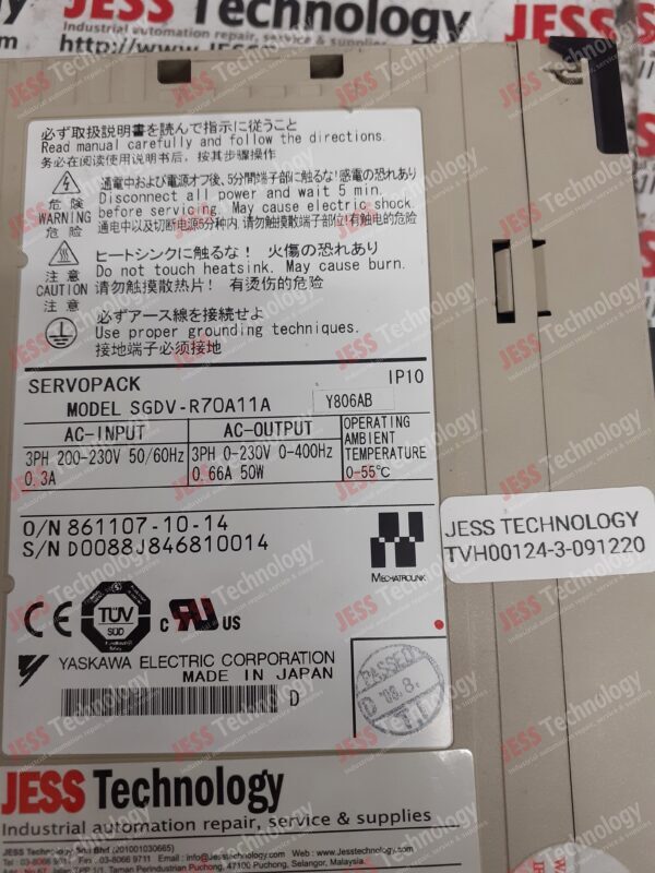 Image #2 of Repair YASKAWA SERVOPACK SGDV-R70A11A Yaskawa servopack D0088J846810014 in Malaysia, Singapore, Thailand, Indonesia