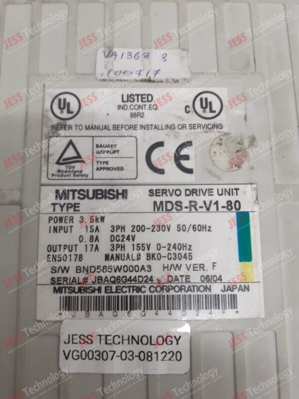 Image #2 of Repair MITSUBISHI MDS-R-V1-80 MITSUBISHI SERVO DRIVE UNIT 3.5kW JBAQ6G44D24 in Malaysia, Singapore, Thailand, Indonesia