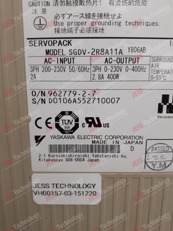 Image #2 of Repair YASKAWA SGDV-2R8A11AY806AB Yaskawa Servopack D0106A552710007 in Malaysia, Singapore, Thailand, Indonesia