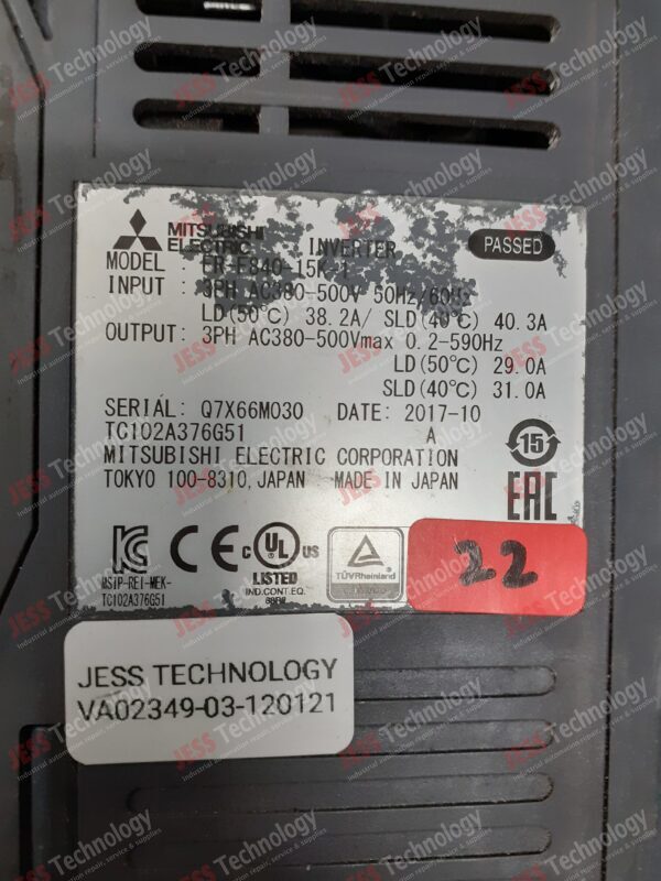 Image #2 of Repair MITSUBISHI INVERTER FR-F840-15K-1 Mitsubishi inverter Q7X66M030 in Malaysia, Singapore, Thailand, Indonesia