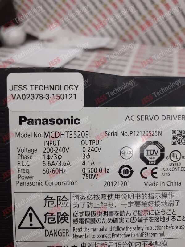 Image #1 of Repair PANASONIC AC SERVO DRIVER MCDHT3520E Panasonic servo P12120525N in Malaysia, Singapore, Thailand, Indonesia