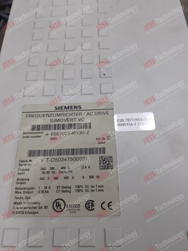 Image #2 of Repair SIEMENS 6SE7023-4EC61-Z SIEMENS SIMOVERT AC DRIVE T-D50347500031 in Malaysia, Singapore, Thailand, Indonesia