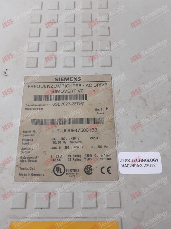 Image #2 of Repair SIEMENS 6SE7027-2ED61 SIEMENS SIMOVERT AC DRIVE T-U00947500183 in Malaysia, Singapore, Thailand, Indonesia