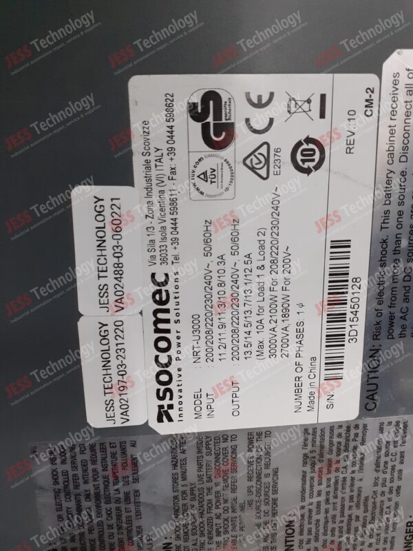 Image #2 of Repair SOCOMEC NRT-U3000 Ups 3D15450128 in Malaysia, Singapore, Thailand, Indonesia