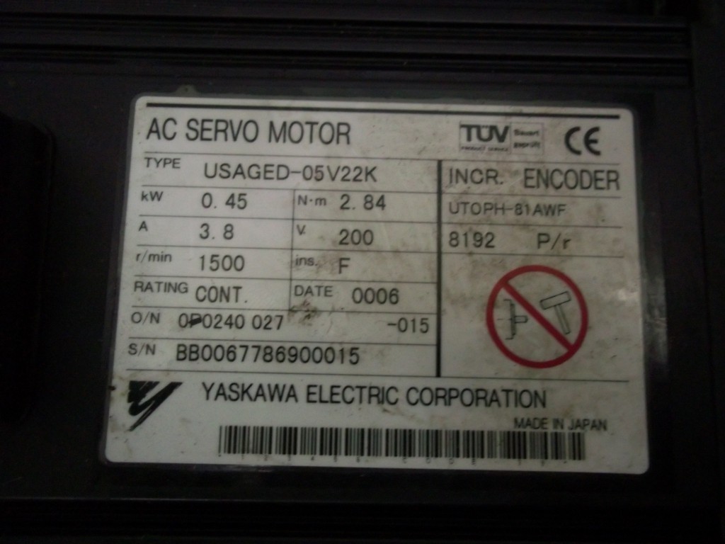Image #1 of Repair USAGED-05V22K YASKAWA AC SERVO MOTOR YASKAWA ELECTRIC CORPORATION in Malaysia, Singapore, Thailand, Indonesia