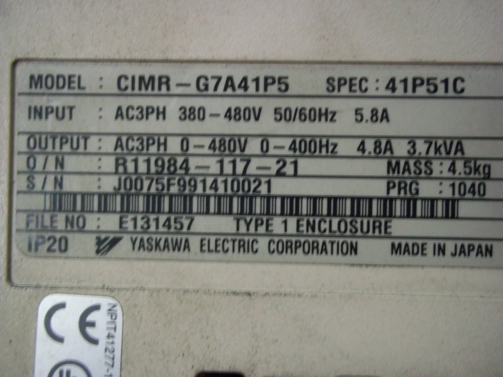 Image #1 of Repair CIMR-G7A41P5 YASKAWA YASKAWA VARISPEED G7 in Malaysia, Singapore, Thailand, Indonesia