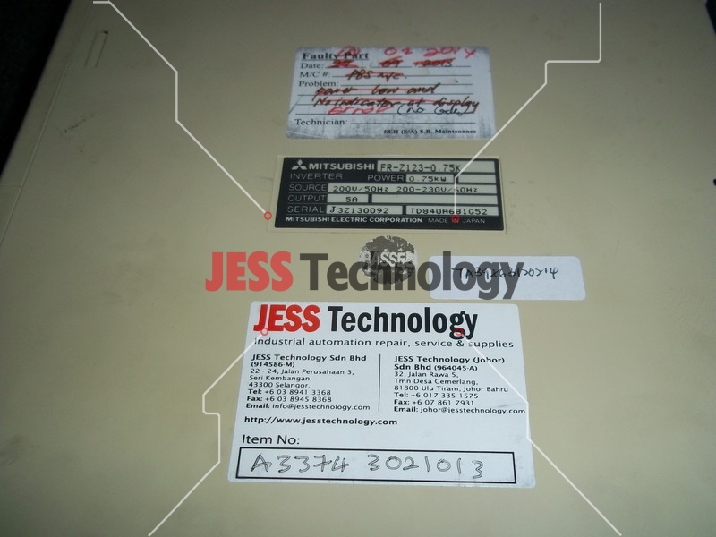 Image #3 of Repair MITSUBISHI FR-Z123-0.75K INVERTER in Malaysia, Singapore, Thailand, Indonesia