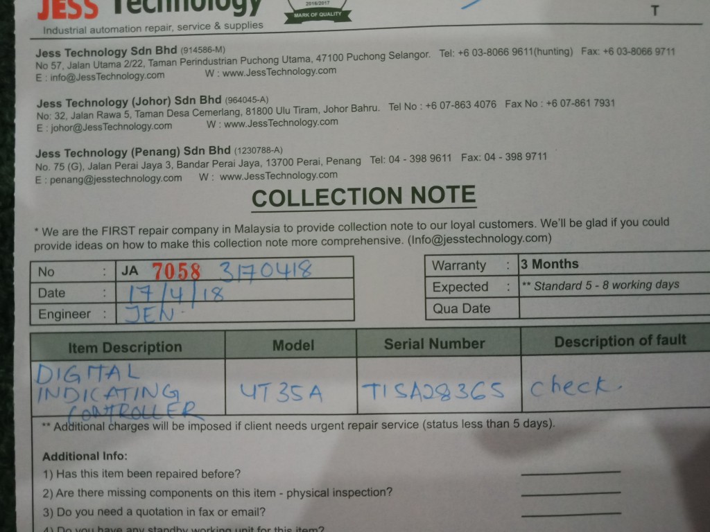 Image #4 of Repair YOKOGAWA UT35A DIGITAL INDICATING CONTROLLER in Malaysia, Singapore, Thailand, Indonesia