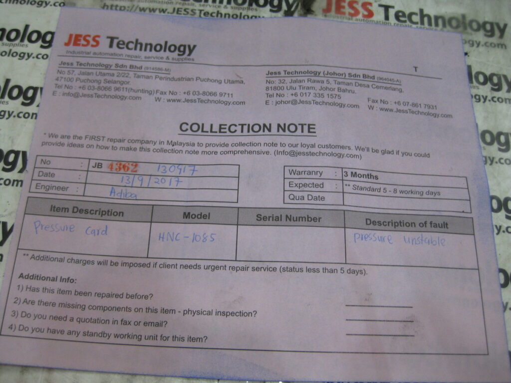 Image #3 of Repair - HNC-1085 PRESSURE CARD in Malaysia, Singapore, Thailand, Indonesia