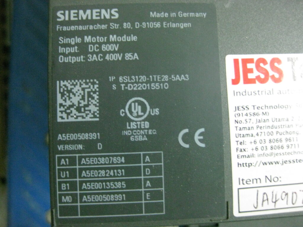 Image #3 of Repair Siemens 6SL3120-ITE28-5AA3 SIEMENS SINGLE MOTOR MODULE 85A in Malaysia, Singapore, Thailand, Indonesia