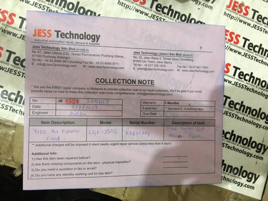 Image #1 of Repair YUDO CGF-550S YUDO HOT RUNNER CARD in Malaysia, Singapore, Thailand, Indonesia