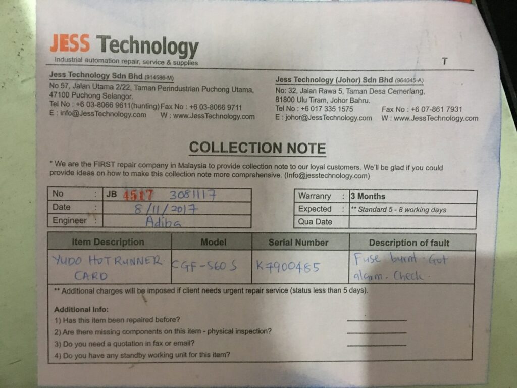Image #1 of Repair YUDO CGF-560S YUDO HOT RUNNER CARD in Malaysia, Singapore, Thailand, Indonesia