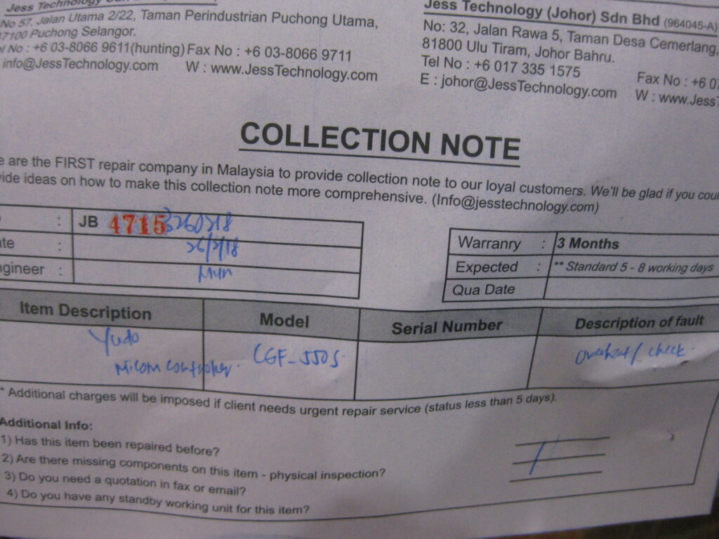 Image #3 of Repair YUDO CGF-550S MICOM CONTROLLER in Malaysia, Singapore, Thailand, Indonesia