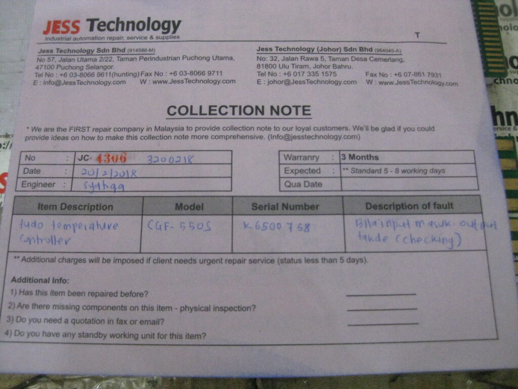 Image #1 of Repair YUDO CGF-550S TEMPERATURE CONTROLLER in Malaysia, Singapore, Thailand, Indonesia