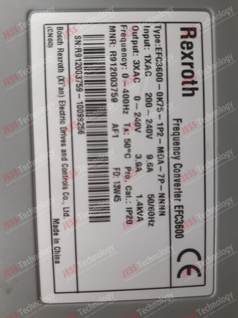 Image #4 of Repair REXROTH EFC 3600-0K75-1P2-MDA-7P-NNNN Rexroth inverter, model no: efc 3600-0k75-1p2-mda-7p-nnnn, serial no: r912003759-10099256 R912003759-10099256 in Malaysia, Singapore, Thailand, Indonesia