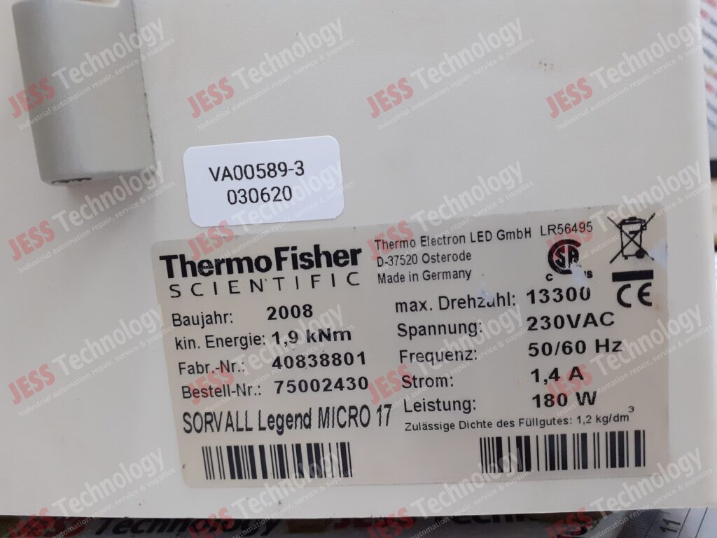 Image #1 of Repair THERMOFISHER SORVALL LEGEND MICRO 17 THERMAL MICRO CENTRIFUGE 40838801 in Malaysia, Singapore, Thailand, Indonesia