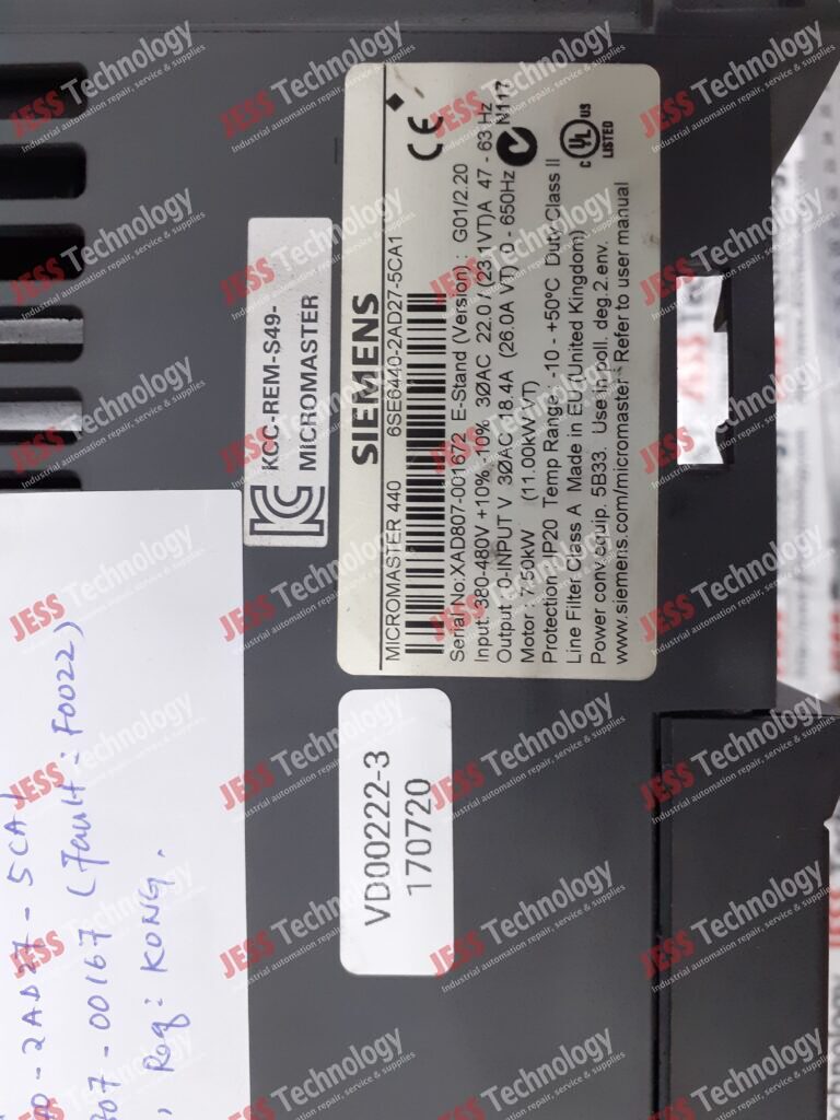 Image #1 of Repair SIEMENS 6SE6440-2AD27-5CA1 SIEMENS MICROMASTER 440 XAD807-001672 in Malaysia, Singapore, Thailand, Indonesia