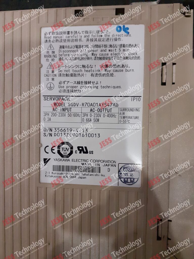 Image #3 of Repair YASKAWA SGDV-R70A01AY547AB Brand: Yaskawa Servopack Model: SGDV-R70A01AY547AB S/N: D013ZC901610013 D013ZC901610013 in Malaysia, Singapore, Thailand, Indonesia