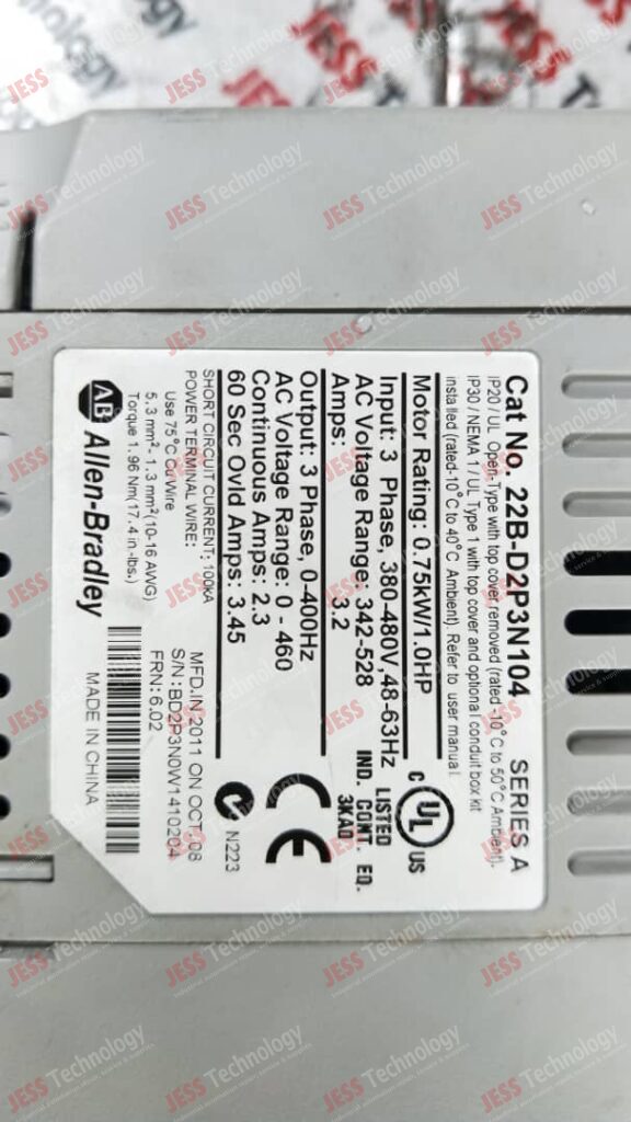 Image #2 of Repair ALLEN BRADLEY 22B-D2P3N104 Brand: Allen Bradley Inverter Model: 22B-D2P3N104 S/N: BD2P3N0W1410204 BD2P3N0W1410204 in Malaysia, Singapore, Thailand, Indonesia