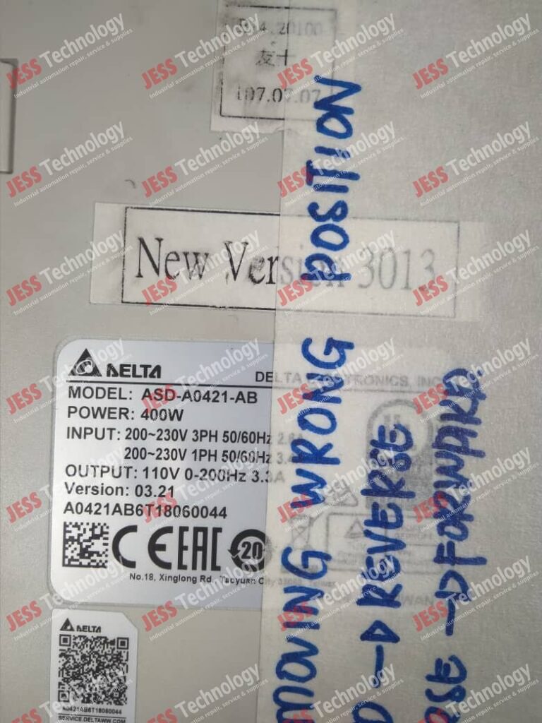 Image #1 of Repair DELTA ASD-A0421-AB Brand: Delta Ac Servo Drive Model: ASD-A0421-AB SN: A0421AB6T18060044 A0421AB6T18060044 in Malaysia, Singapore, Thailand, Indonesia