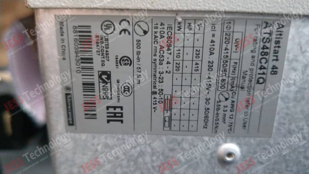Image #1 of Repair Telemecanique Altistart 48 Soft Starter ATS48C41QBA Brand: Telemecanique Altistart 48 Soft Starter Model: ATS48C41QBA SN: 881603943010 Int PR: 0030008339 881603943010 in Malaysia, Singapore, Thailand, Indonesia