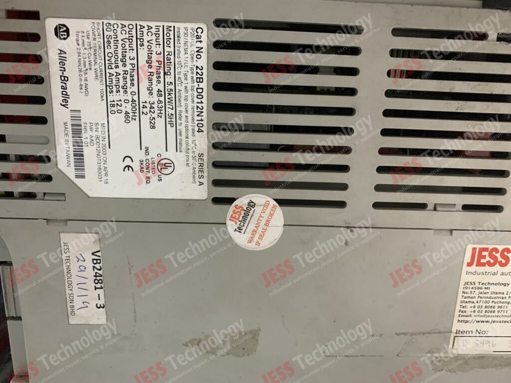 Image #4 of Repair ALLEN BRADLEY 22B-D012N104 Allen Bradley 5.5kw inverter BD012N0T3160031 in Malaysia, Singapore, Thailand, Indonesia