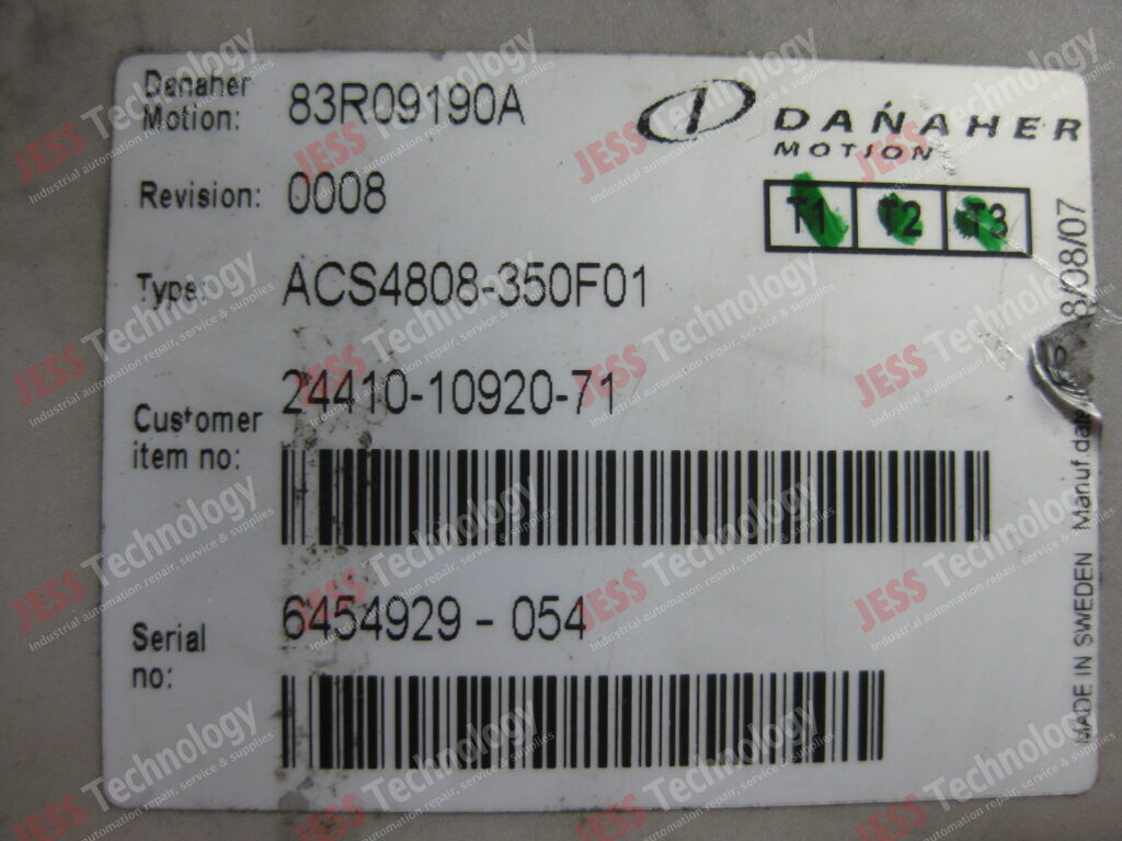 Image #3 of Repair DANAHER ACS4808-350F01 DANAHER AC MOTOR CONTROLLER MODEL NO : ACS4808-350F01 SERIAL NO : 6454929-054 6454929-054 in Malaysia, Singapore, Thailand, Indonesia