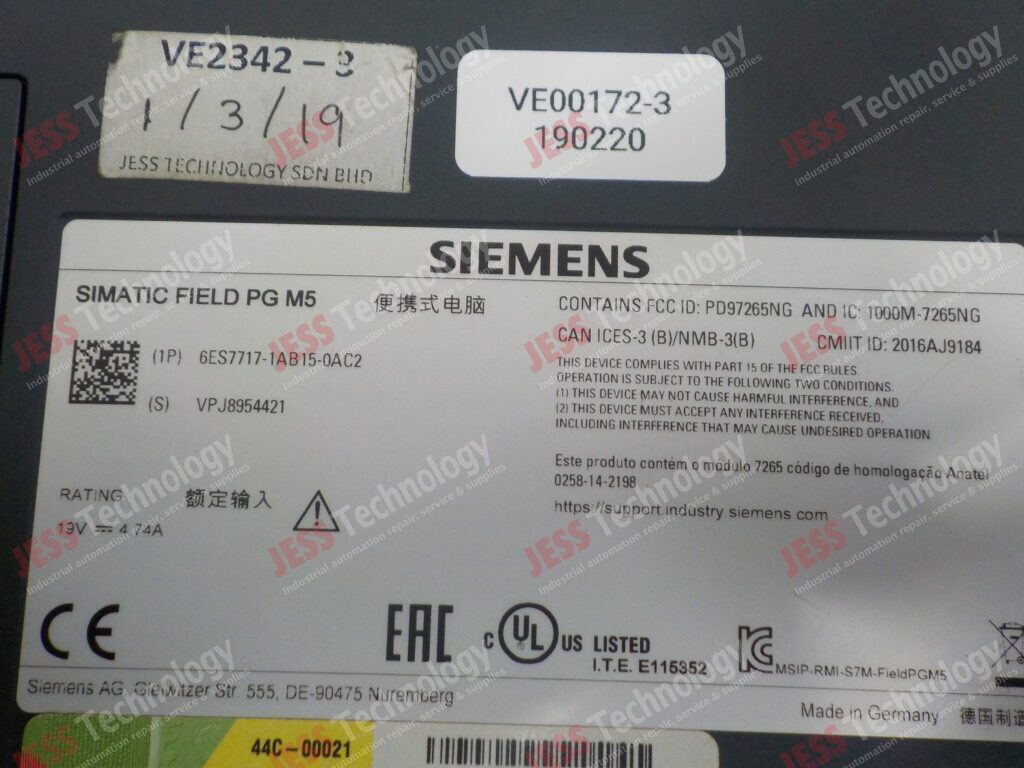Image #1 of Repair SIEMENS 6ES7717-1AB15-0AC2 Simatic field PG M5 VPJ8954421 in Malaysia, Singapore, Thailand, Indonesia