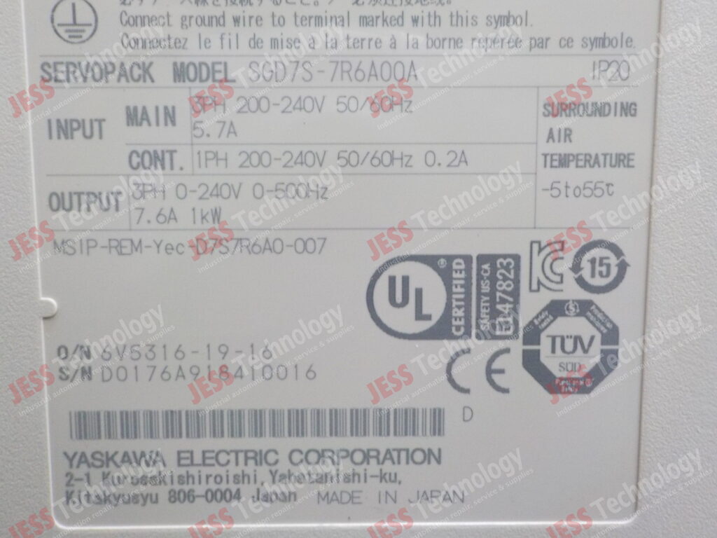 Image #1 of Repair YASKAWA SGD7S - 7R6A00A Yaskawa servopack D0176A918410016 in Malaysia, Singapore, Thailand, Indonesia