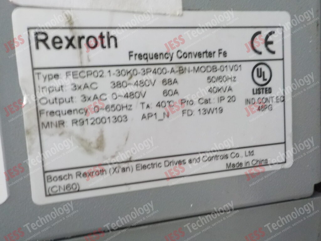 Image #1 of Repair REXROTH FECP02. 1-30K0-3P400-A-BN-MODB-01V01 Rexroth Inverter - in Malaysia, Singapore, Thailand, Indonesia
