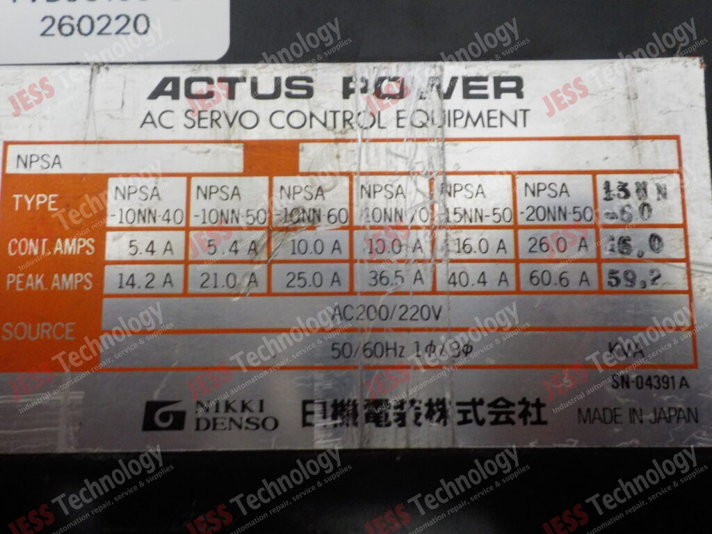 Image #1 of Repair NIKKI DENSO NPSA Actus Power AC Servo Control - in Malaysia, Singapore, Thailand, Indonesia