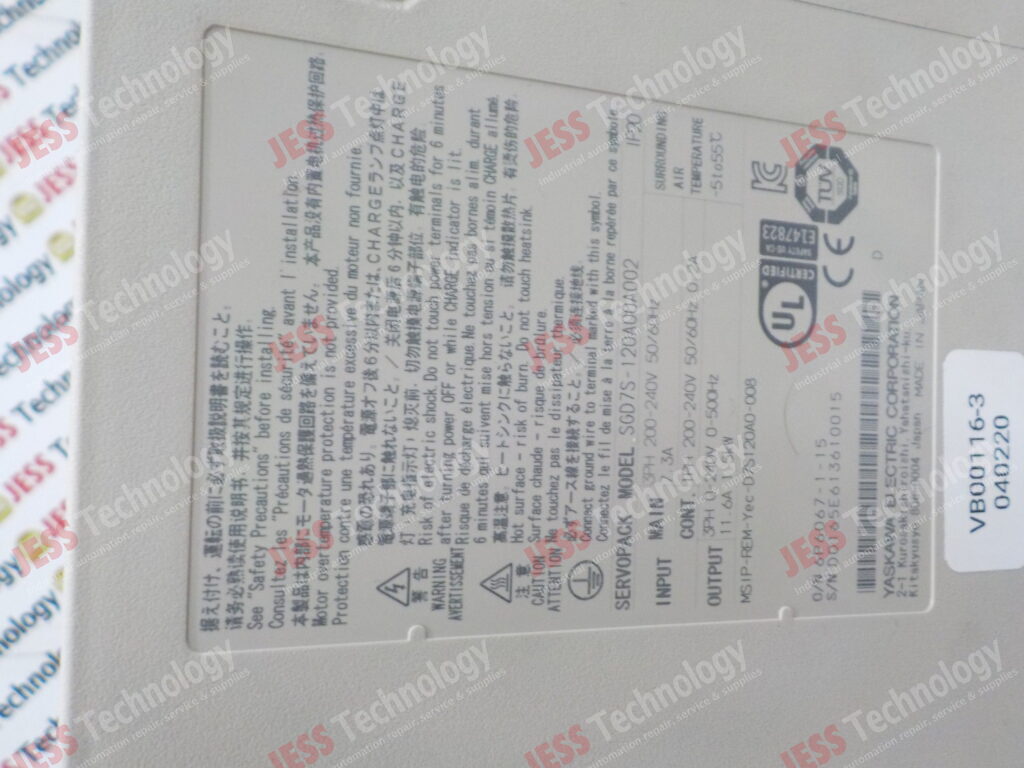 Image #1 of Repair YASKAWA SGD7S-12A00A002 yaskawa servopack D0165E610015 in Malaysia, Singapore, Thailand, Indonesia