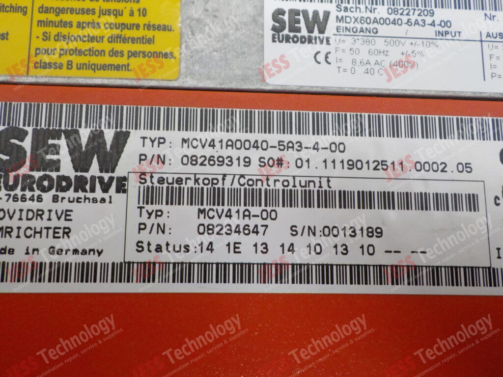 Image #1 of Repair SEW EURODRIVE MCV41A0040-5A3-4-00 SEW Drive 08269319 in Malaysia, Singapore, Thailand, Indonesia