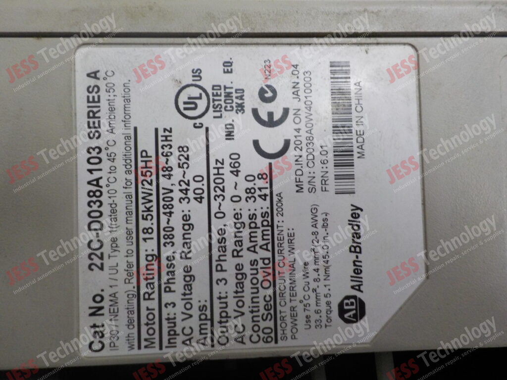 Image #1 of Repair ALLEN BRADLEY 22C-D038A103 ALLEN BRADLEY POWERFLEX 400, 18.5kW/25HP CD08A0W4010003 in Malaysia, Singapore, Thailand, Indonesia