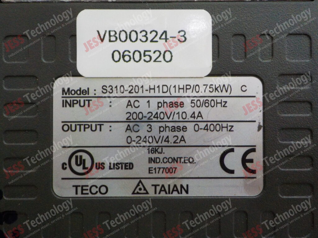 Image #2 of Repair TECO S310-201-H1D TECO SERVO DRIVE 123110630(21)189127F000101000000 in Malaysia, Singapore, Thailand, Indonesia