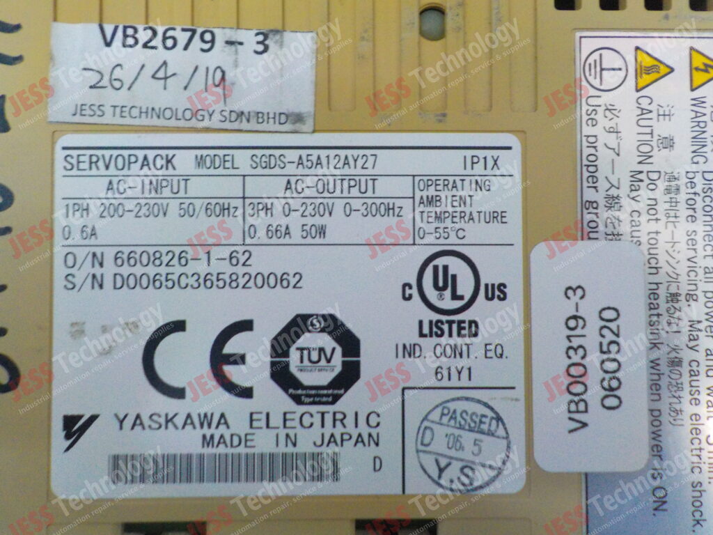 Image #2 of Repair YASKAWA SGDS-A5A12AY27 yaskawa servopack D0065C365820062 in Malaysia, Singapore, Thailand, Indonesia