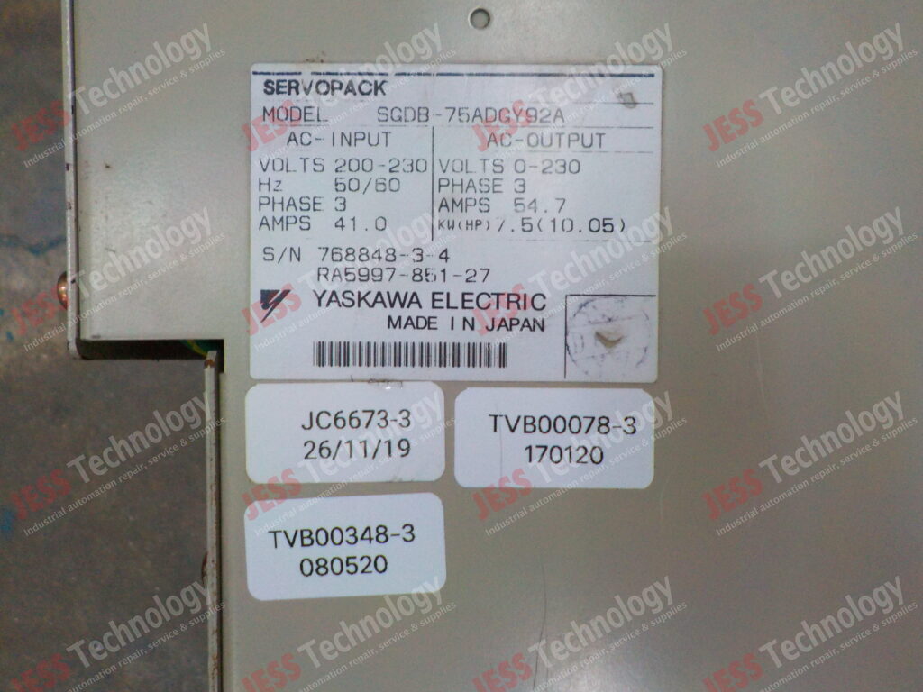 Image #2 of Repair YASKAWA SGDB-75ADGY92A yaskawa servopack 768848-3-4 in Malaysia, Singapore, Thailand, Indonesia