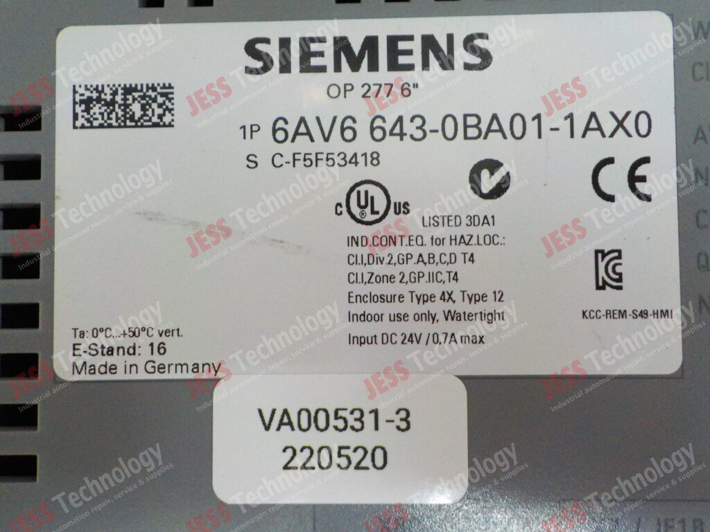 Image #2 of Repair SIEMENS SIMATIC PANEL 1P 6AV6 643-0BA01-1AX0 SIEMENS SIMATIC PANEL S C-F5F53418 in Malaysia, Singapore, Thailand, Indonesia
