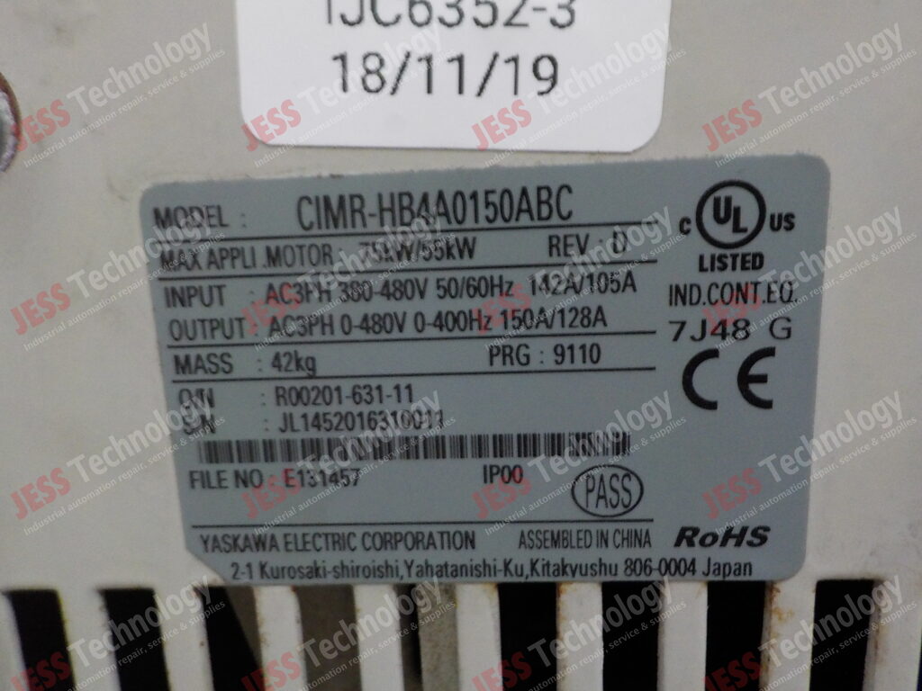 Image #1 of Repair YASKAWA CIMR-HB4A0150ABC YASKAWA INVERTER H1000, 75kW/55kW JL1452016310011 in Malaysia, Singapore, Thailand, Indonesia