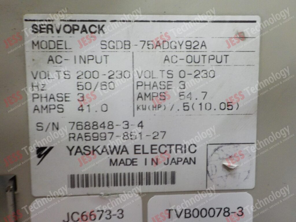 Image #1 of Repair YASKAWA SGDB-75ADGY92A Yaskawa servopack (jc6673) 768848-3-4 in Malaysia, Singapore, Thailand, Indonesia