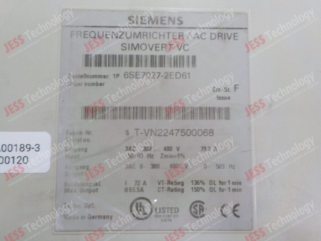 Image #2 of Repair SIEMENS 6SE7027-2ED61 siemens AC DRIVE T-VN2247500068 in Malaysia, Singapore, Thailand, Indonesia