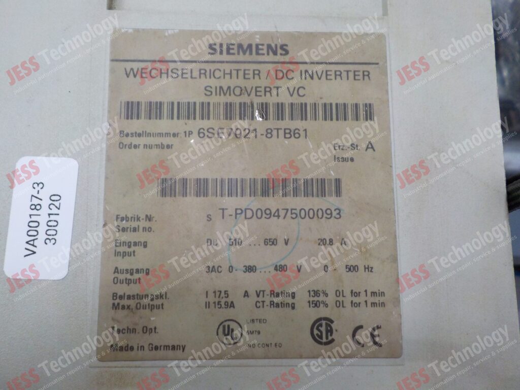 Image #1 of Repair SIEMENS 6SE7021-8TB61 Siemens DC inverter T-PD0947500093 in Malaysia, Singapore, Thailand, Indonesia