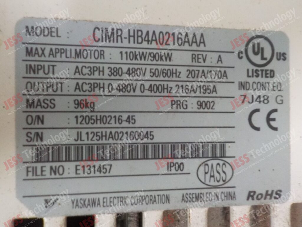 Image #1 of Repair YASKAWA CIMR-HB4A0216AAA YASKAWA INVERTER JL125HA02160045 in Malaysia, Singapore, Thailand, Indonesia