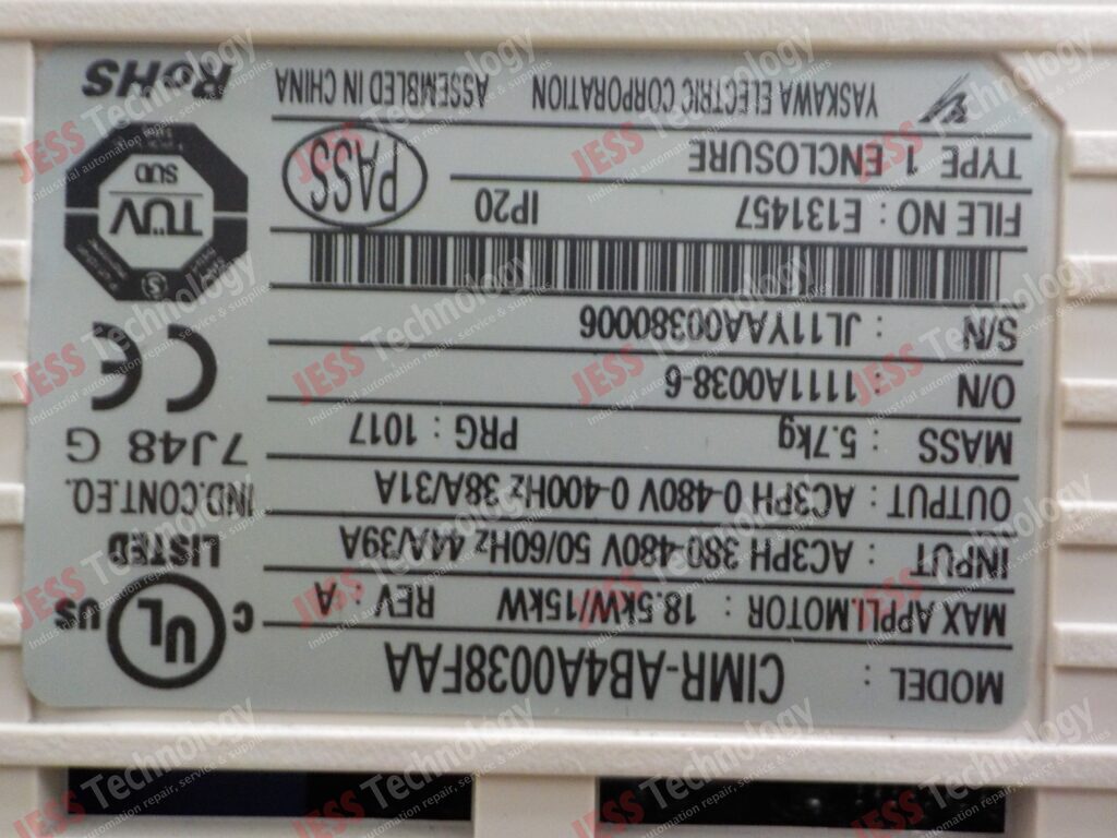 Image #1 of Repair YASKAWA CIMR-AB4A0038FAA Yaskawa A1000 18.5kw inverter JL11YAA00380006 in Malaysia, Singapore, Thailand, Indonesia